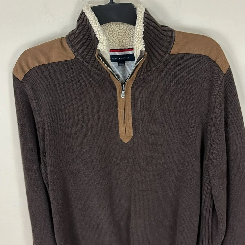 Tommy Hilfiger Heavy Cotton 1/4 Zip Sweater with Detailing Size XXL